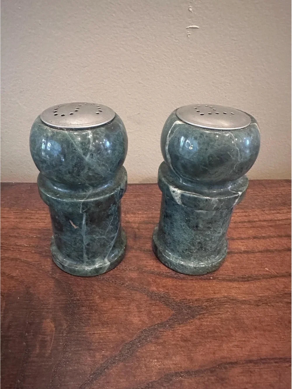 Green Marble Salt and Pepper Shakers